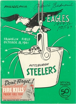 1961 Chuck Bednarik Autographed Philadelphia Eagles Program (Franklin Field 10/8/61) (JSA)